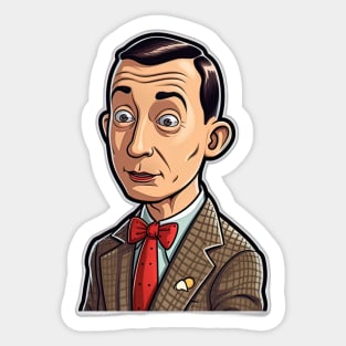 pee wee herman in suit and red tie - sticker style Sticker